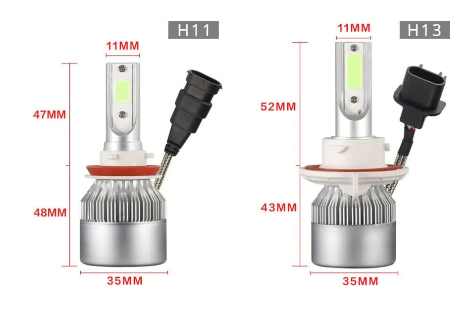 C6 36W LED Car Headlights with Integrated Cooling Fan