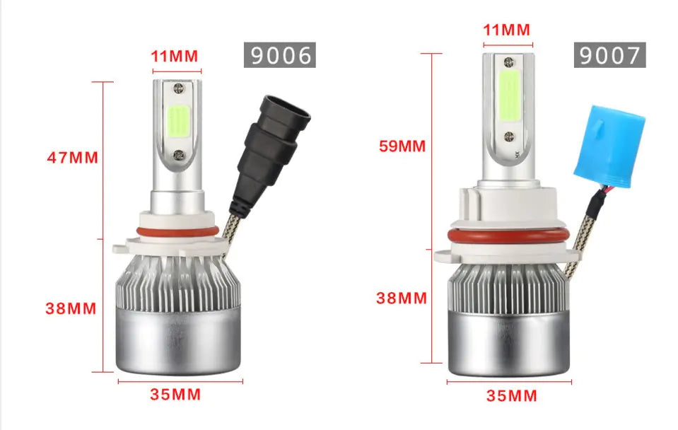 C6 36W LED Car Headlights with Integrated Cooling Fan