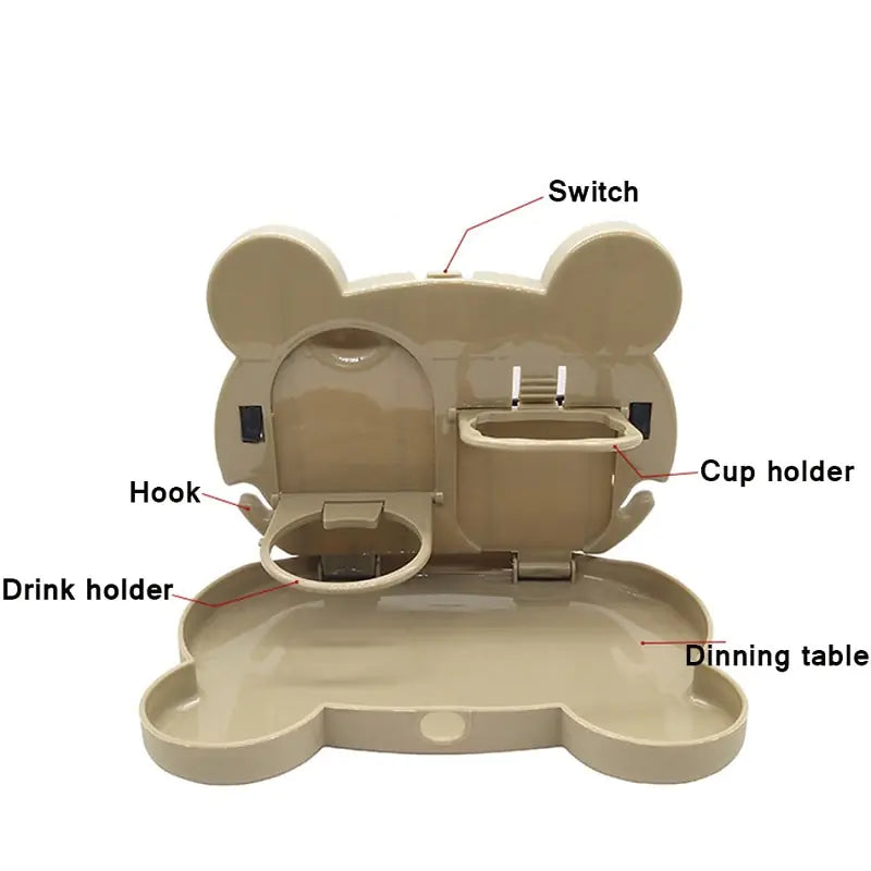 Car Seatback Tray with Folding Cartoon Drink Holder