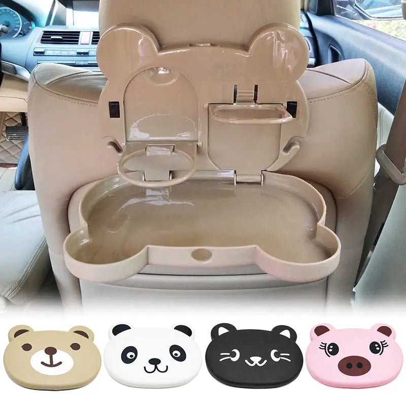 Car Seatback Tray with Folding Cartoon Drink Holder