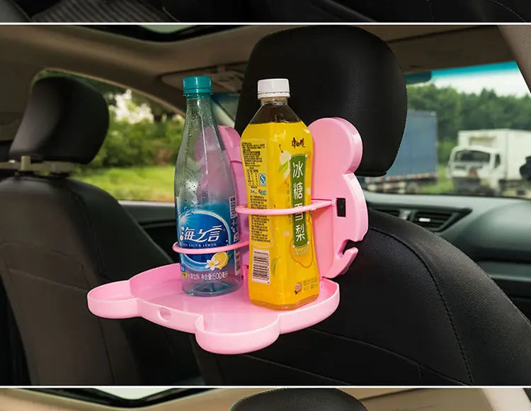 Car Seatback Tray with Folding Cartoon Drink Holder