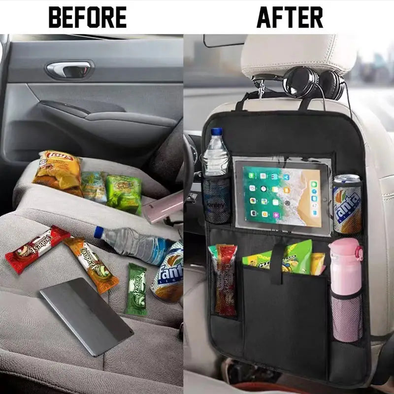 Car Seatback Organizer with Cup Holder - Travel Accessory