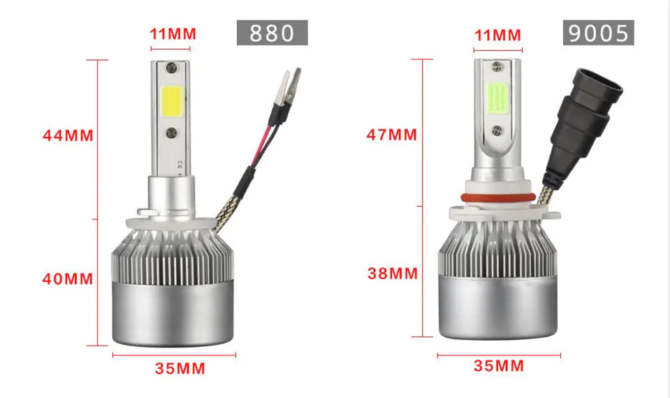 C6 36W LED Car Headlights with Integrated Cooling Fan
