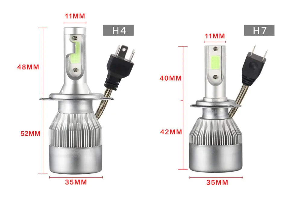 C6 36W LED Car Headlights with Integrated Cooling Fan